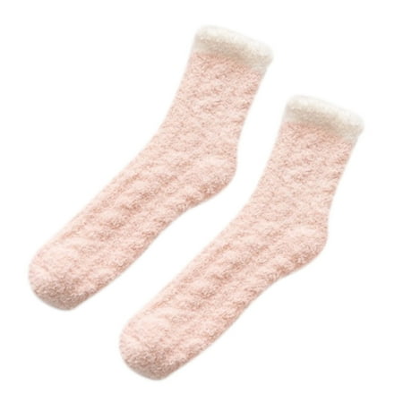 

SIEYIO Japanese Womens Winter Coral Velvet Fuzzy Slipper Socks Braided Cable Knit Thicken Fluffy Plush Solid Candy Color Warm Sleeping Hosiery