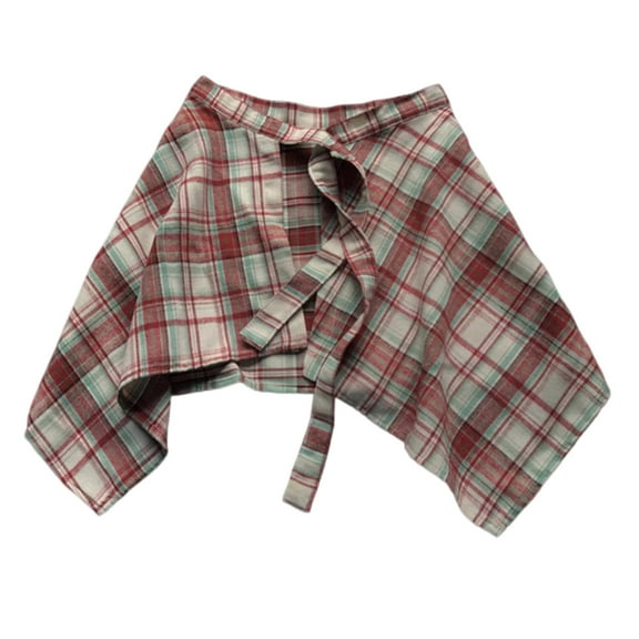 Plaids Minis Skirts Elastic High Waist Short Skirt Knot Front Irregular Minis Skaters Skirt for Women Girls Streetwear