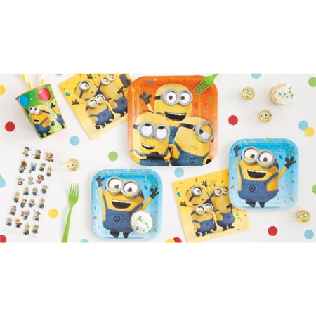 ~ Birthday Party Supplies Minions DESPICABLE ME 2 LARGE SQUARE PAPER PLATES 8
