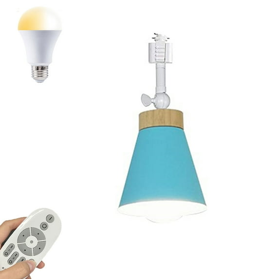 FSLiving Remote Control Pendant Light H-Type Track Ceiling Light w/Adjustable Angle Metal Shade Dimmable Track Light Fixture for Gallery Kitchen Living Room Office,Track Not Included - Blue(1 Pack)