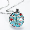 thumbnail image 2 of Eiffel Tower Glass Design Circle Pendant Necklace - Elegant Jewelry Piece, 2 of 5