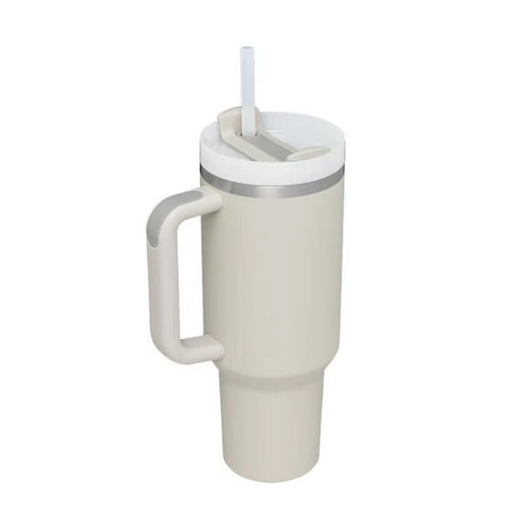 EfficVerwal 40 oz Flat Bottom Mug with Handle & Straw Lid,Stainless steel,Suitable for Hot & Cold Drink, Travel Coffee Mug