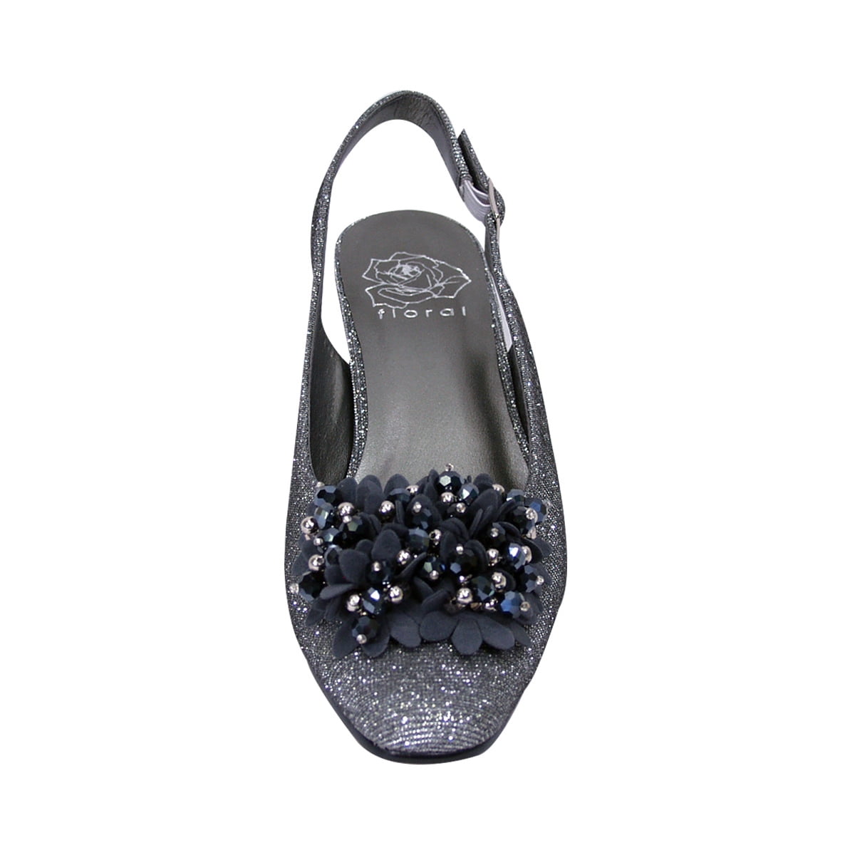 Floral Women's Natalie Extra Wide Width Metallic Flower Bow Slingback