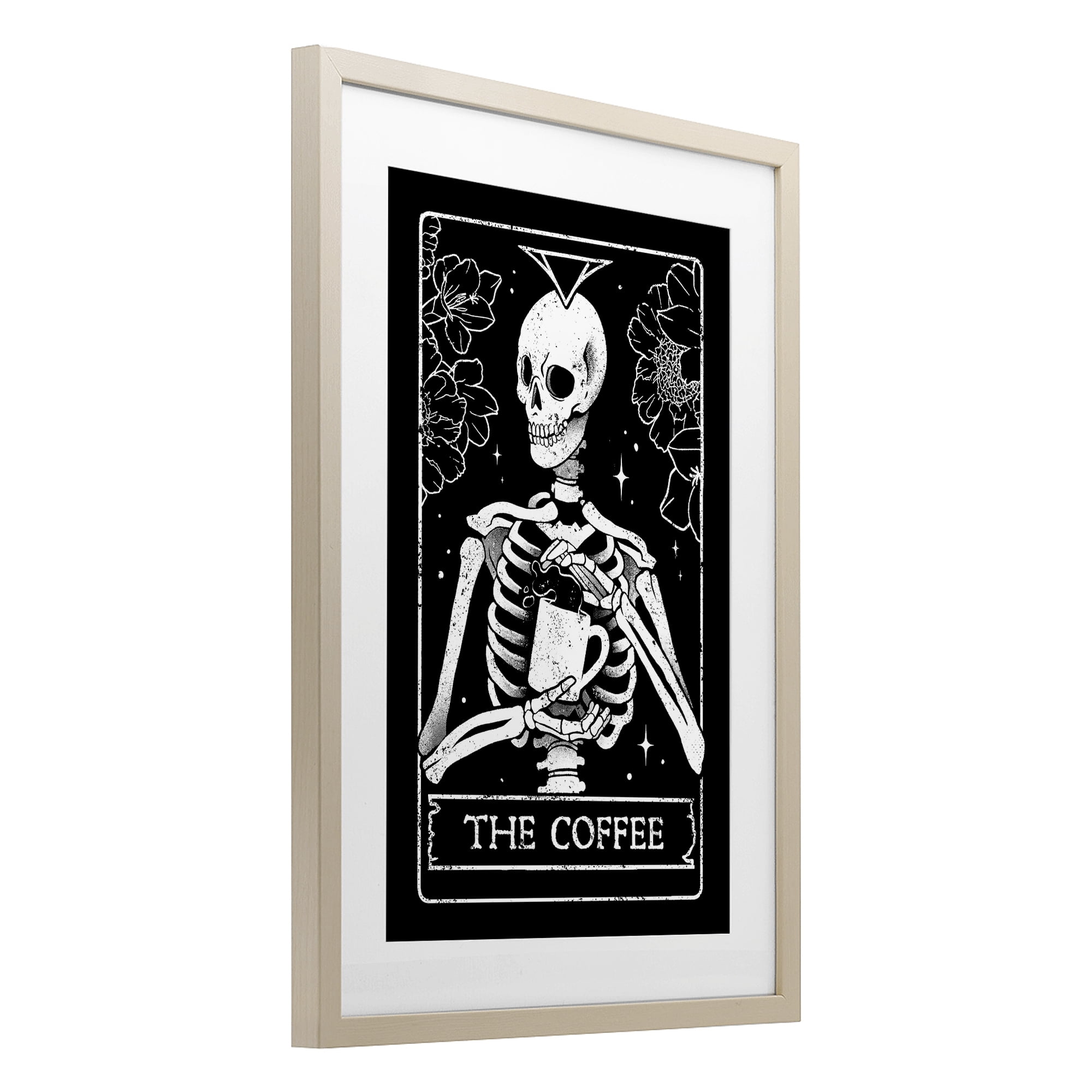 Stupell Industries The Coffee Skeleton Tarot Birch Framed Print Under Glass, design by EduEly Designs