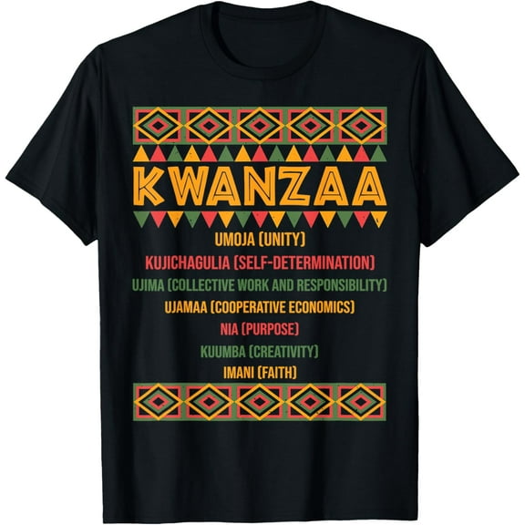 Christmas African American Happy Kwanzaa Pajama T-ShirtMen and women, Black T-shirt, size: Extra large