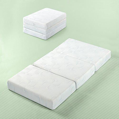 Zinus AZ-TRI-5N Gel Memory Foam 5 Inch Tri-Fold Comfort Portable Folding Mattress or Floor Mat, Narrow Twin, White