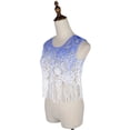 thumbnail image 4 of S/M Fit Classic Blue Intricate Crochet Trim Hem Sleeveless Blouse, 4 of 4