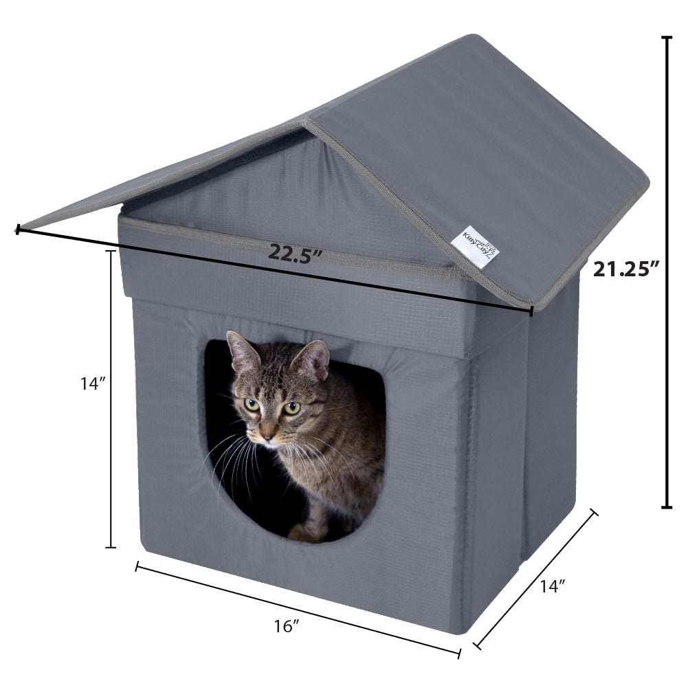 Kitty City Outdoor Stackable Cat House, Water-Resistant Kitty Condo with Dual Doors, Easy Assembly