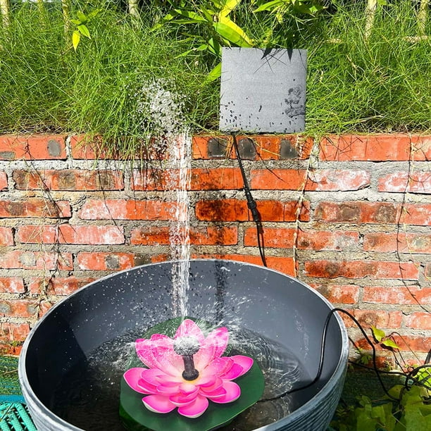 Bomba de fuente con forma de loto Wdftyju 2.5 W adornos de nenúfares energía solar rosa