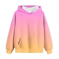 thumbnail image 2 of Bnwani Big Girls Hoodies Crew Neck Long Sleeve Pockets Short Sweatshirt Gradient Graphic Printed Tops Pullover Size 7-8, 2 of 5