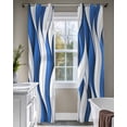 thumbnail image 4 of Blue White Moire Sheer Curtains 84 Inch Length 2 Panels Set for Living Room/Bedroom, Modern Abstract Art Kitchen Curtains with Grommet Semi-Sheer Curtains Drapes Voile Window Treatments 52"x84"x2, 4 of 7