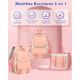 thumbnail image 2 of Mochila Escolar Viaje Bolsa Impermeable Mochilas Reforzada 2 En 1 ROSA, 2 of 5