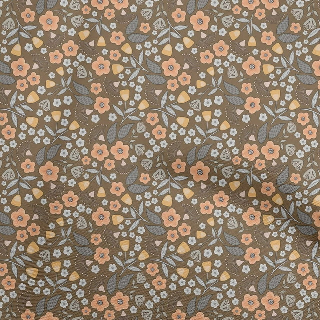 oneOone Viscose Chiffon Brown2 Fabric Floral Sewing Craft Projects Fabric Prints By Yard 42 Inch Wide