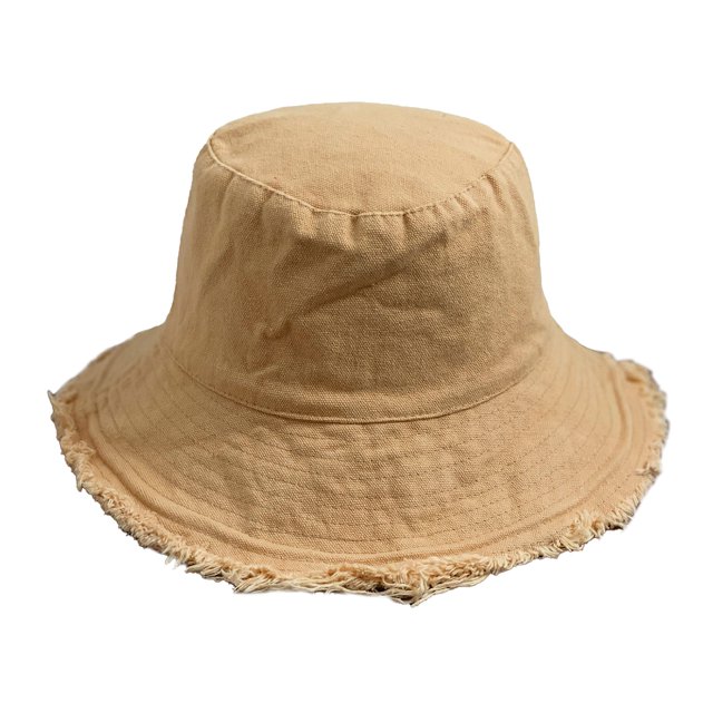 CSChome Sun Hat Couple Bucket Hat Ripped Edge Flat Top Double-sided Wear Solid Color Lightweight UV Protection Fisherman Hiking