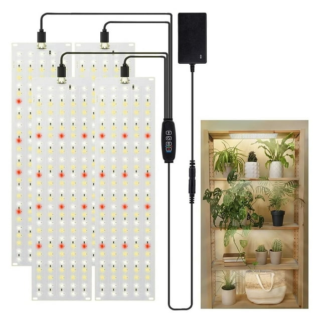 LED Grow Panel Light Ultra-Thin Full Spectrum Dimmable Timer Plant Lights Under Cabinet Growing Lamp