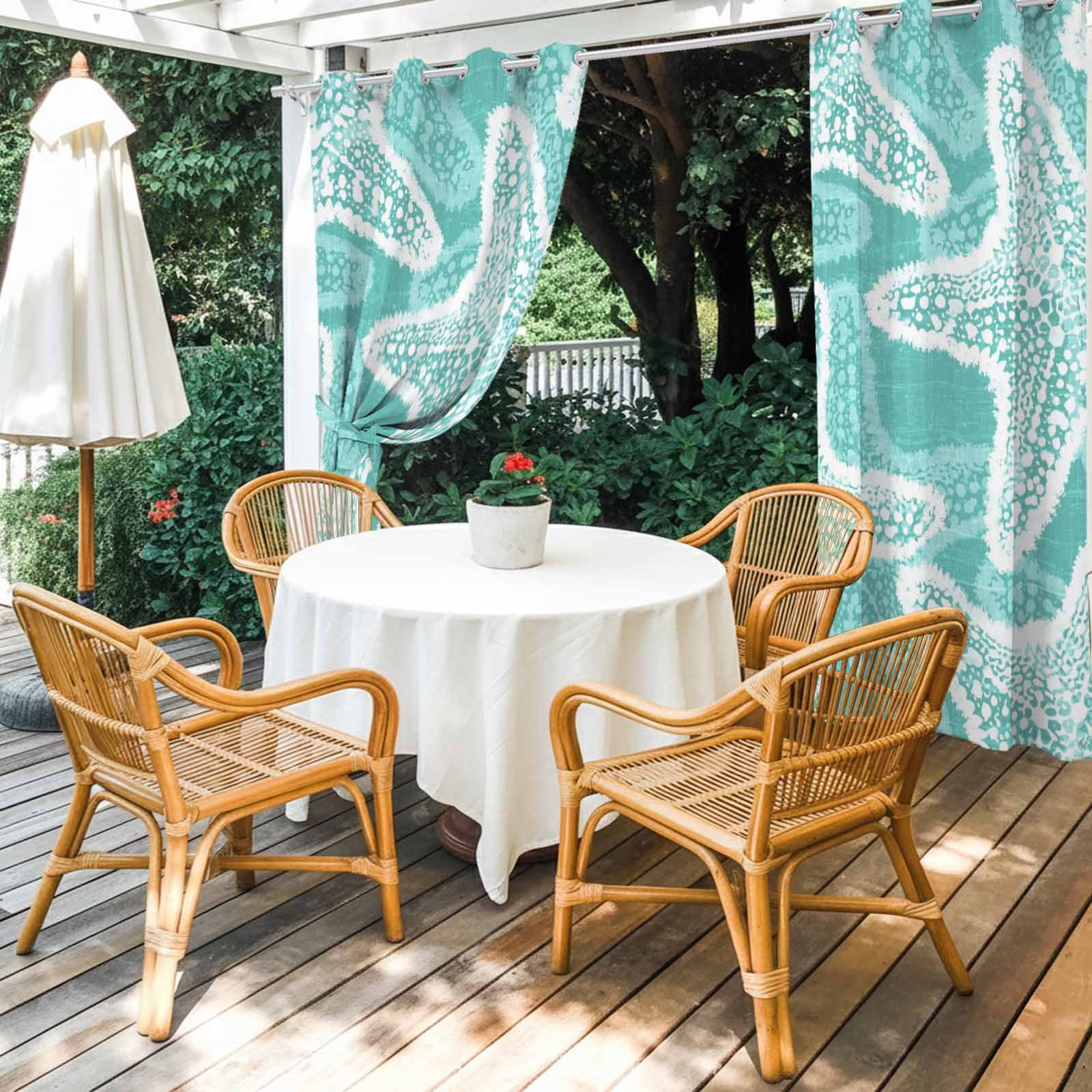 Aqua Starfish Outdoor Curtains for Patio, Coastal Summer Ocean Beach Nautical Modern Sunshade Privacy Drapes Grommet Waterproof Outside Curtains for Porch/Cabana/Balcony 54"x 108", 1 Panel