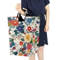 thumbnail image 4 of Yayeee Freestanding Laundry Hamper with Handle Collapsible Large Storage Basket for Clothes, Red Japanese Floral Pattern, 4 of 7
