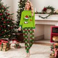 thumbnail image 2 of Moonsky-Red/Green Christmas Family Pajamas Matching Set Christmas Print Long Sleeve Tops and Green Plaid Pants Loungewear Soft Sleepwear#Women S, 2 of 4
