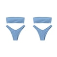 thumbnail image 4 of Eigraketly Traje de baño para mujer, corpiño transpirable, traje de baño, ropa de playa, informal, de ocio, Vintage, traje de baño para mujer, Azul claro 2Conjunto, 4 of 6