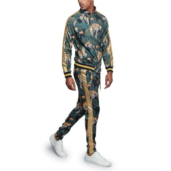 G-Style USA Men's Royal Floral Tiger Track Suit Set, Up to 5X