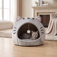 thumbnail image 6 of Convertible Cat Bed 2 in 1 Semi Enclosed Pet Bed All Seasons Warm Cozy Cat Ear Design for Indoor Cats Small Dogs Sleeping Hideout(S), 6 of 7