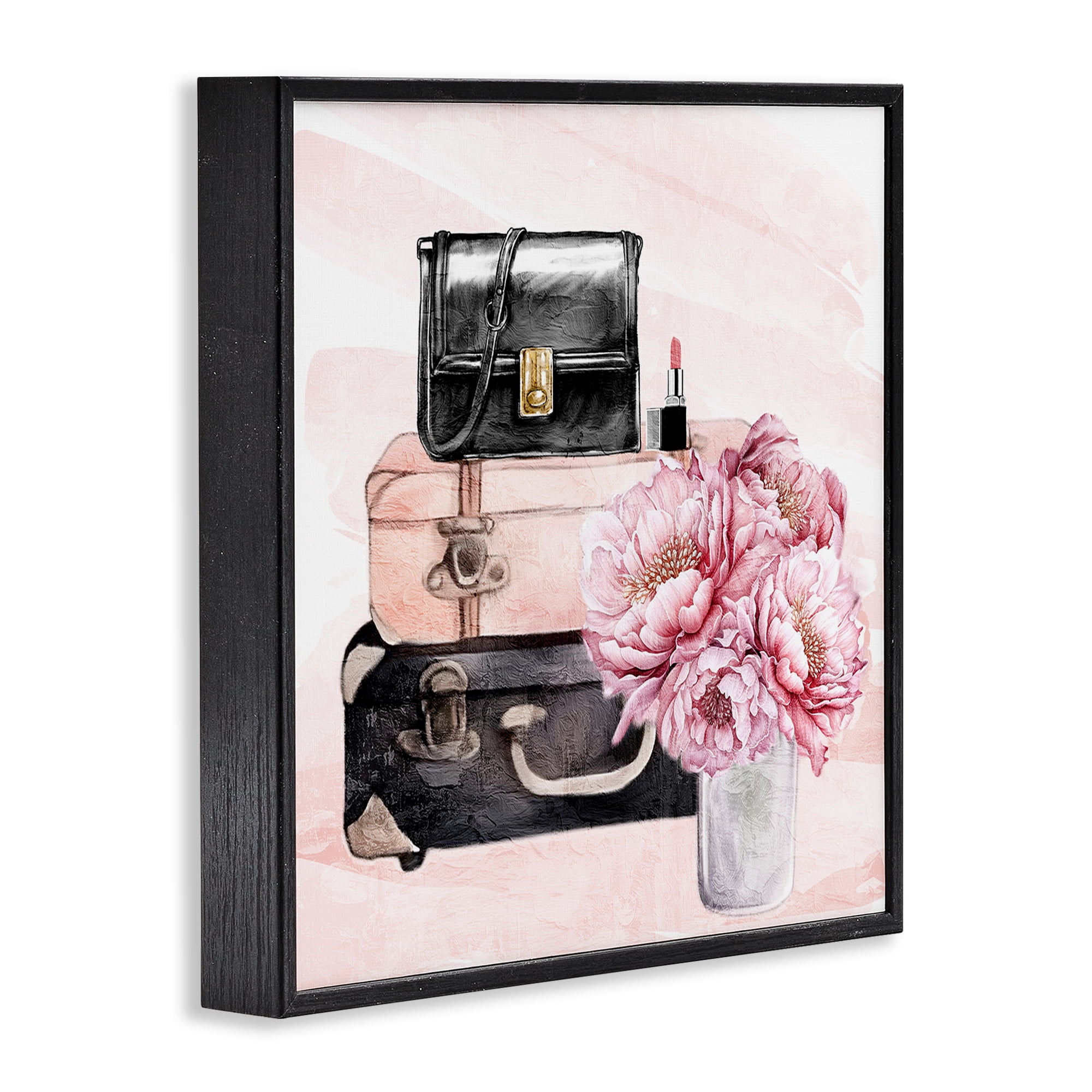 Stupell Industries Glam Time Stacked Bags Black Framed Giclee Art, design by Kim Allen