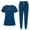 9# Royal Blue, variant on Women Scrubs Sets Jogger Medical Nurse Uniforms Stretch Petite Yoga Polyester Short Sleeve Scrub Shirt Wide Leg Uncuffed Scrub Pant Grey S