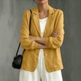thumbnail image 5 of BiZtdJrK Summer Linen Blazer Jacket for Women Long Sleeve Lightweight Suit Coats Dressy Cotton Work Blazers Cardigans Yellow M, 5 of 6