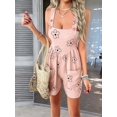 thumbnail image 2 of Women 2025 Summer Rompers Floral Boho Sleeveless Back Tie Flowy Short Jumpsuits Beach Outfits Pink M, 2 of 8