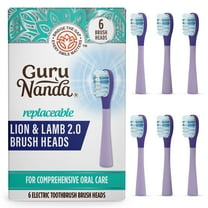 GuruNanda Lion & Lamb 2.0 Replacement Brush Head (Pack of 6), Round-Ended, Soft Dupont Bristles to Help with Plaque Control, BPA-free- Lavender