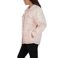 thumbnail image 3 of HFX Women's Relaxed Fit Front Snap Cozy Plaid Shirt Jacket-Pink / L, 3 of 5