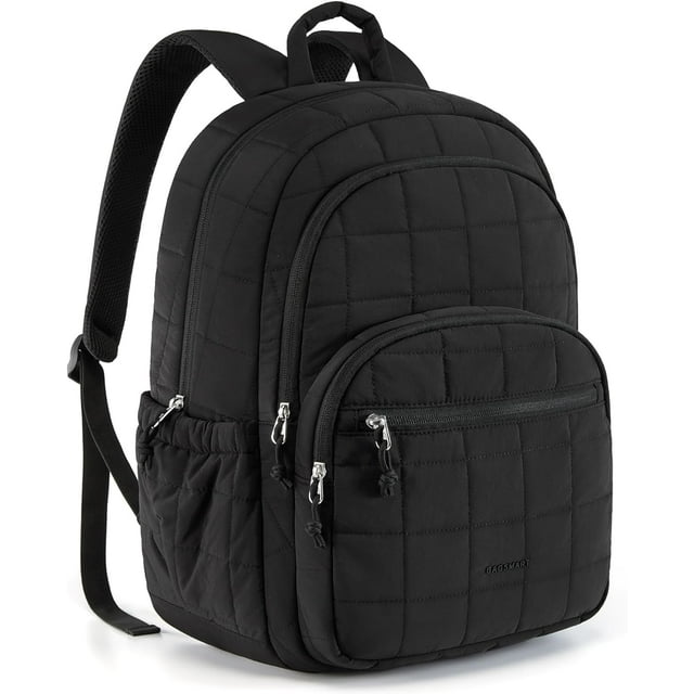 LHSHID Sac à Dos pour Ordinateur Portable de Collège Sac à Dos de Voyage pour Ordinateur Portable pour Femmes Sac de Jour Matelassé Décontracté Sac à Livres Résistant à l'Eau pour Ordinateur Portable de 15,6 Pouces