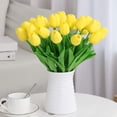 thumbnail image 4 of Flores artificiales Flor falsa Tulipán Material de látex Toque real para sala de bodas Decoración de fiesta de hotel en casa y decoración de bricolaje (Amarillo - 10 piezas) Fason ZH-080, 4 of 7