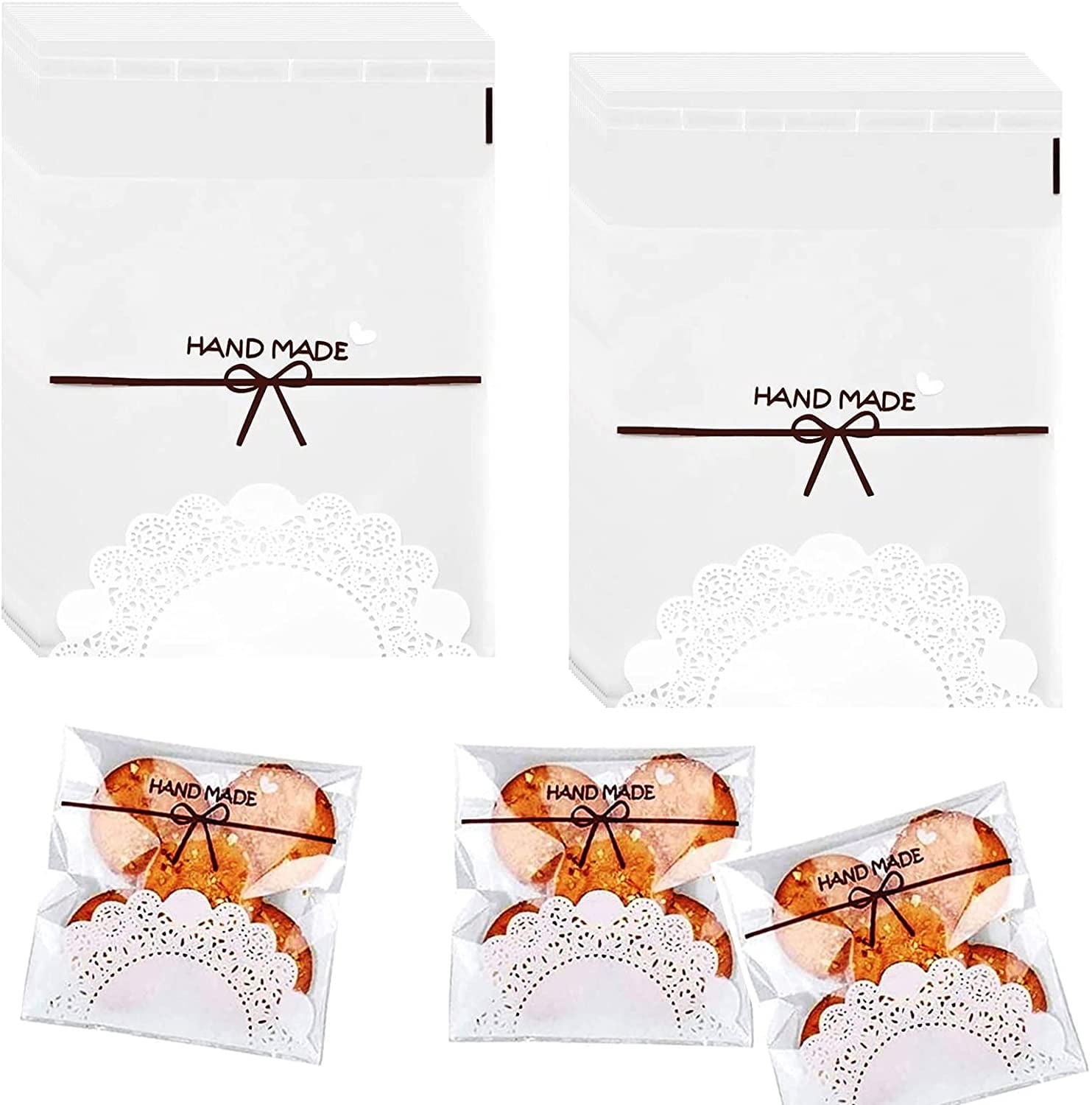 White Clear Lace Baking Candy Cookie Gift Bag DIY Plastic Transparent Cellophane 
