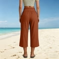 thumbnail image 4 of BUIGTTKLOP Capri Pants for Women High Waisted Comfy Capris Wide Leg Palazzo Lounge Cropped Pants with Pockets, 4 of 6