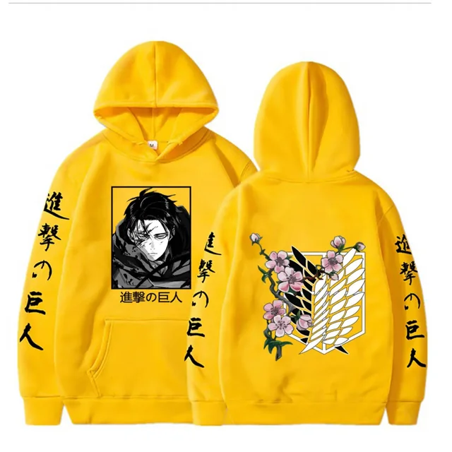 Sudadera con capucha de talla grande de Anime Attack On Titan, ropa con capucha gráfica Levi para hombres y mujeres, sudadera cálida de otoño, ropa de calle Harajuku, Tops