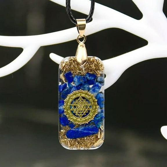 GKNET Healing lapis lazuli Sri Yantra Orgone Pendant Necklace Metatron Cube Orgonite