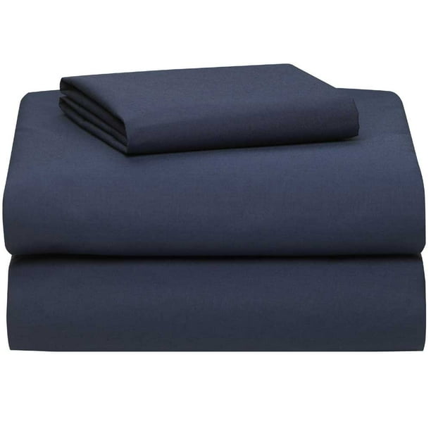 College Dorm Sheet Set in Navy, Twin XL Size, Solid Navy Blue, Soft ...