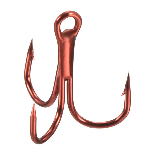 Unique Bargains 10# 0.55' Treble Fish Hooks Carbon Steel Sharp Bend Hook with Barbs, Red 50 Pack