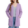 thumbnail image 2 of Tiijoy Girls Long Cardigan Coat Fuzzy Open Front Sweater Fall Winter Outerwear, Purple, Sizes 5-14, 2 of 5