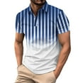 thumbnail image 2 of QATAINLAV Men's Summer Polos Shirts 2025 Fashion Color Block Stripe Tops Casual Button Up Lapel Short Sleeve Tee Outdoor Golf T-Shirt Blue XXL Gifts for Mom, 2 of 5