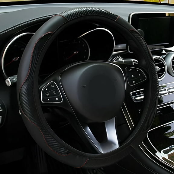 LADYGYM 2026 New Microfiber Leather Steering Wheel Cover – Universal 15 Inch,Non-Slip,Easy Install(Black)
