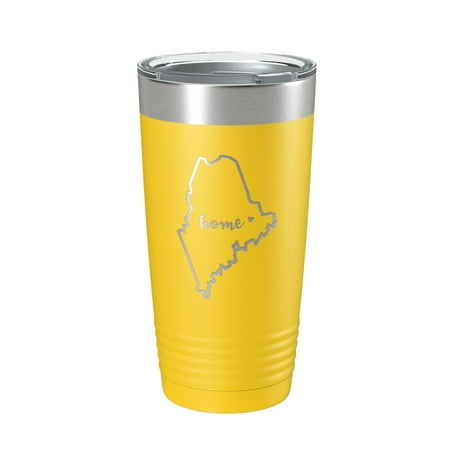 

Maine Tumbler Home State Travel Mug Insulated Laser Engraved Map Coffee Cup 20 oz Yellow