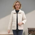 thumbnail image 2 of Lightweight Women's Quilted Jacket Lapel Collar Casual Winter Coat Warm Outerwear Windproof, 2 of 2