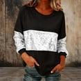 thumbnail image 4 of Mifsaly Women Sequin Patchwork Sweatshirt Oversized Crew Neck Raglan Long Sleeve Pullover Sweatshirts Party Work Casual Sparkly Tops Spring Fall Color Block Glitter Shirts Black, 4 of 8