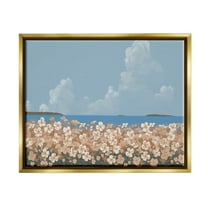 Stupell Industries Coastal Flower Meadow Botanical & Floral Painting Gold Floater Framed Art Print Wall Art, 31 x 25
