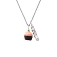 thumbnail image 2 of Delight Jewelry Resin Chocolate Cupcake with Pink Frosting Silvertone Best Friends Forever Bar Charm Necklace, 23", 2 of 4