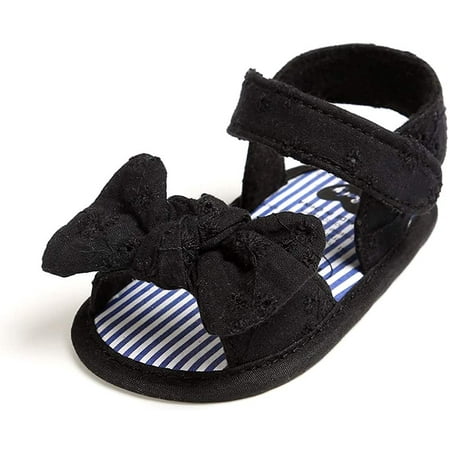 

QWZNDZGR Baby Toddler Infant Girls PU Leather Soft Closed Toe Summer Sandals Flower Princess Flat Shoes