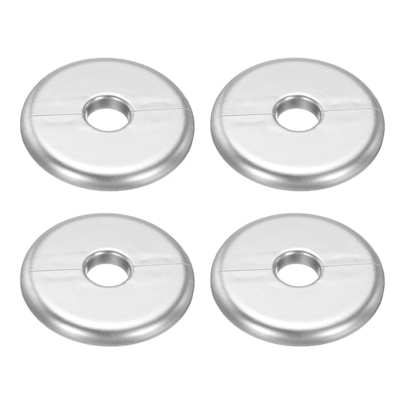 Uxcell 4pcs Wall Split Flange 16mm/0.6" Dia ABS Round Self-Adhesive Plates, Silver