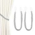 thumbnail image 1 of Uxcell 2 Pcs Sujetadores de Cortina, 56cm/22 Sujetadores de Cortina Trenzados, Elegante Cuerda para Cortinas, Plateado, 1 of 7